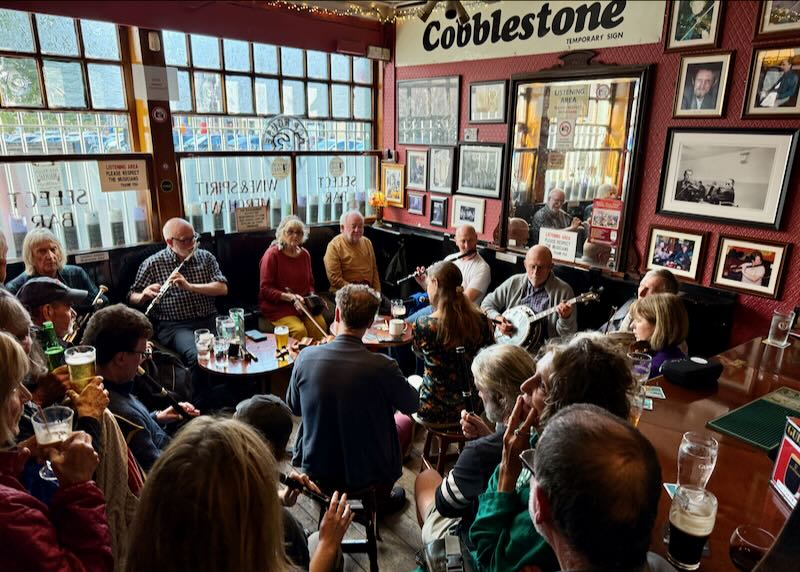 My wife and I listening to music in Dublin.