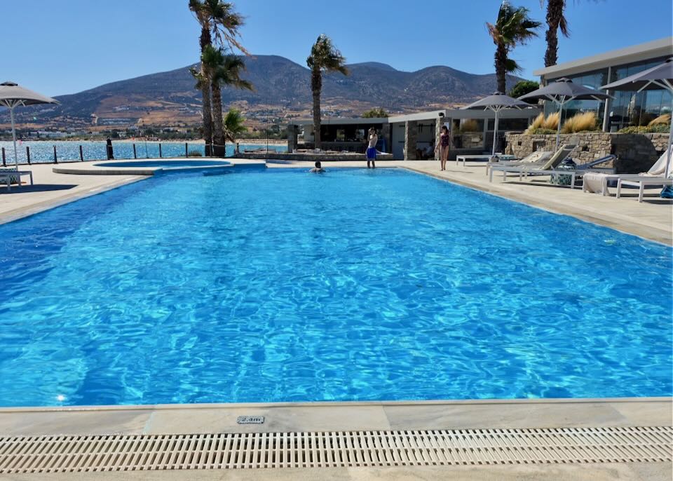Beach hotel in Golden Beach, Paros.