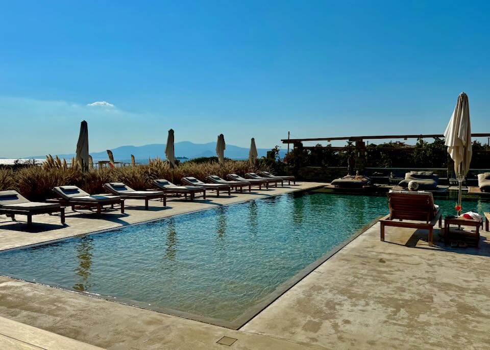 Hotel pool in Plaka Beach, Naxos.