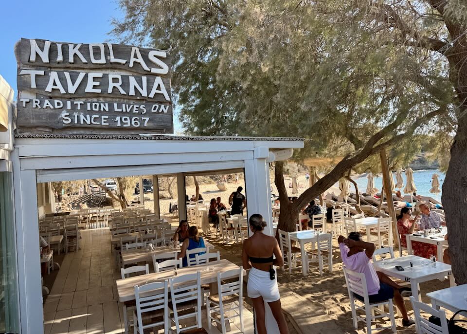 Great beach restaurant in Mykonos.