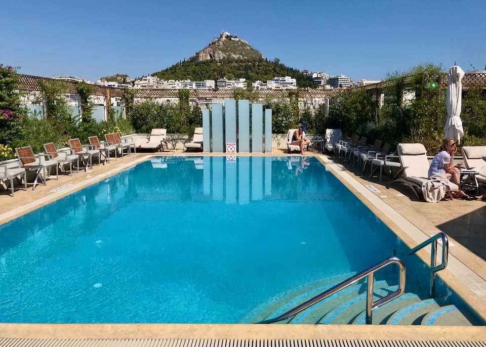 View from rooftop pool at the Grande Bretagne in Athens.