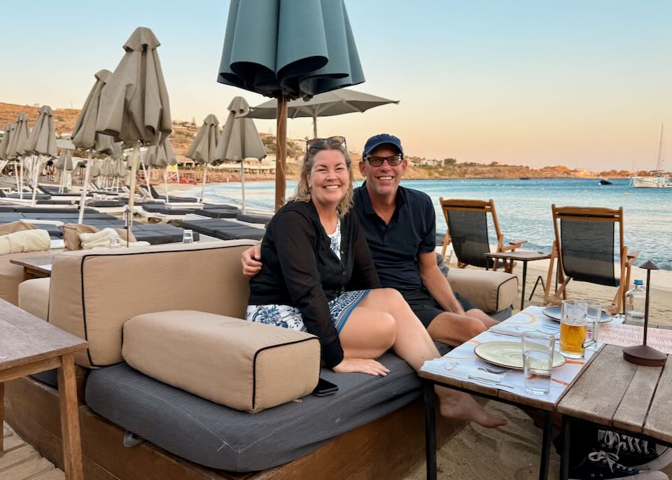 My wife and I in Mykonos.