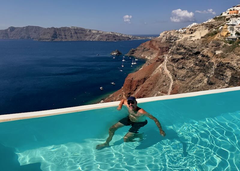 Santorini Dave (me) in the pool at Katikies Hotel in Oia.