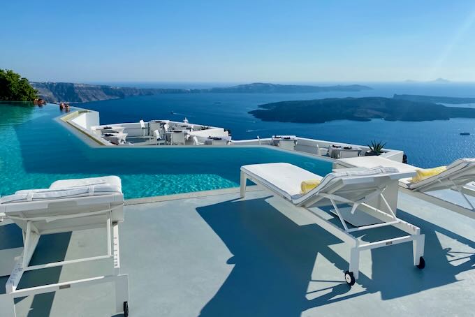 Pool at Grace Hotel in Santorini.