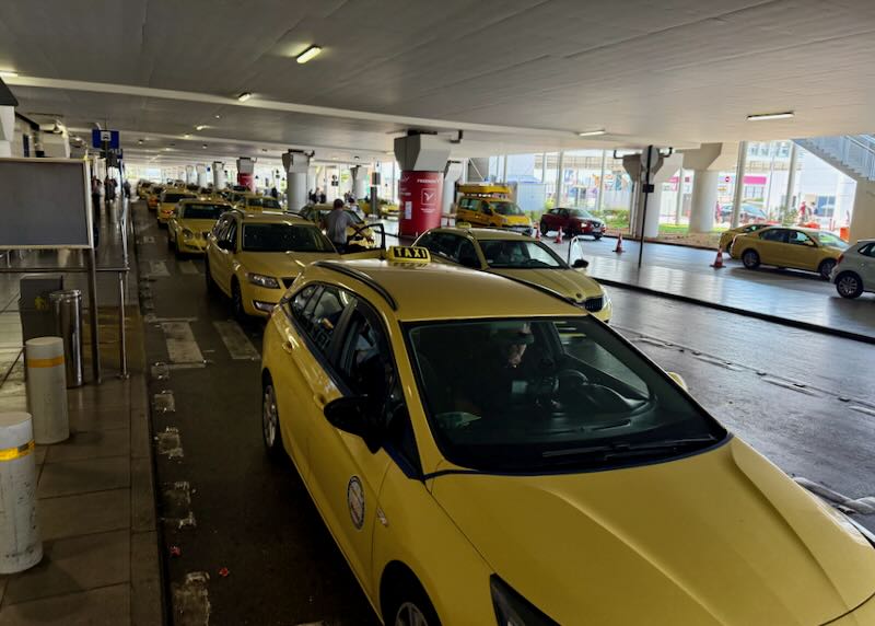 Taxi queue at Athens International Airport.