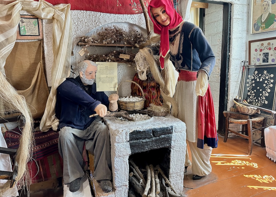 Mannequins arranged to show the old Cretan way of life at the Folklore Museum in Chania.