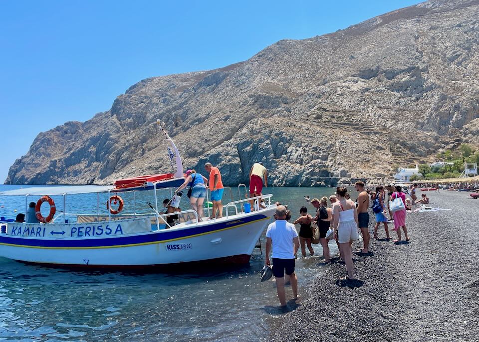 Water taxi from Kamari to Perissa.
