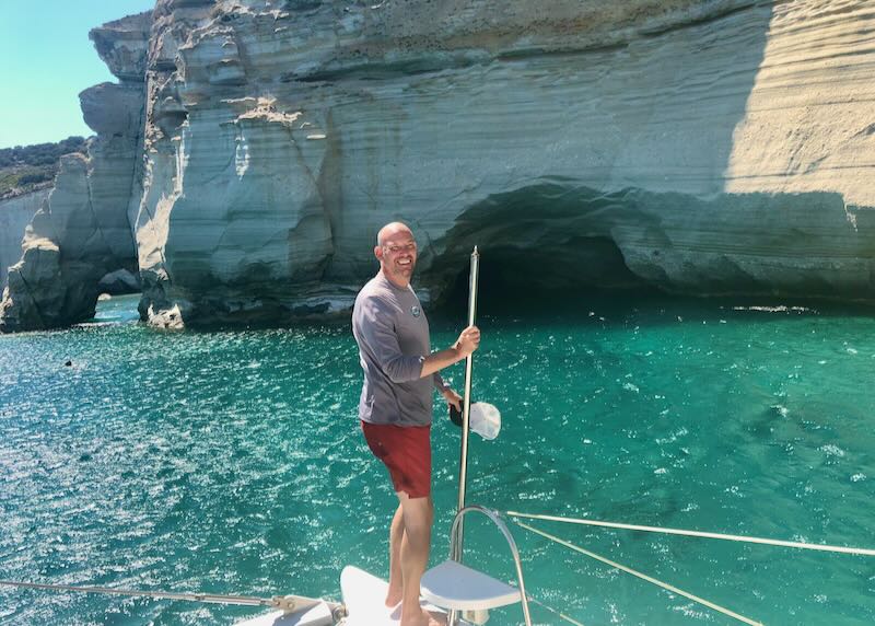 Me while on a boat tour of Milos, Greece.
