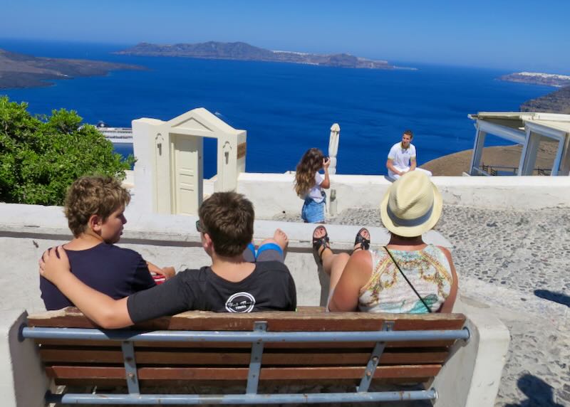 My wife and kids in Santorini.