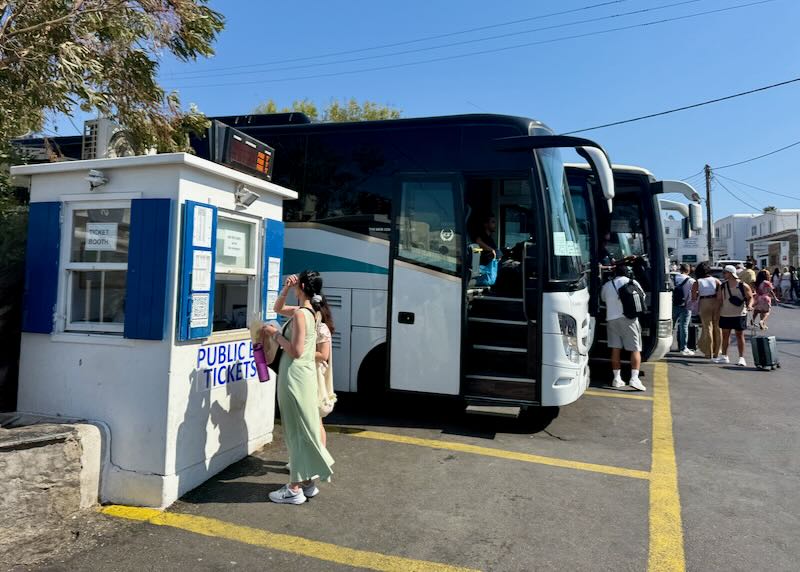 Bus station in Mykonos.