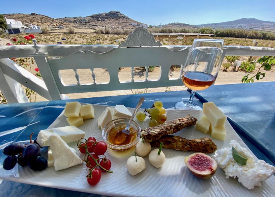 Food on our bike tour in Mykonos.