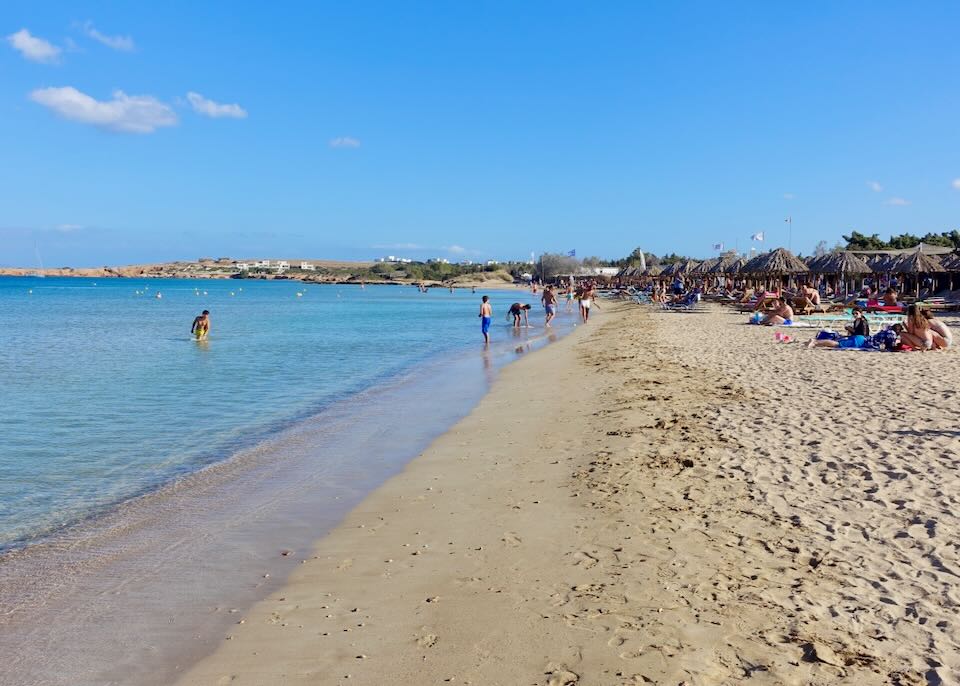 Kid-friendly Santa Maria beach in Paros.