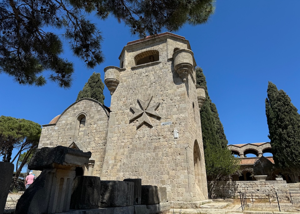 Exterior view of Flierimos Monastery in Ialyssos, Rhodes.