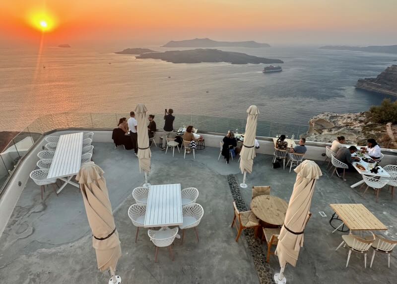 Sunset wine tour in Santorini.