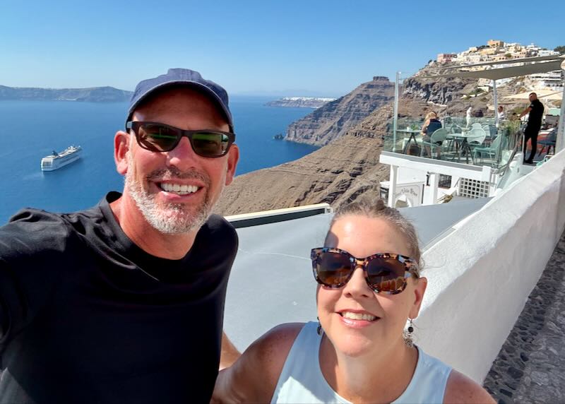 My wife and I in Santorini. 