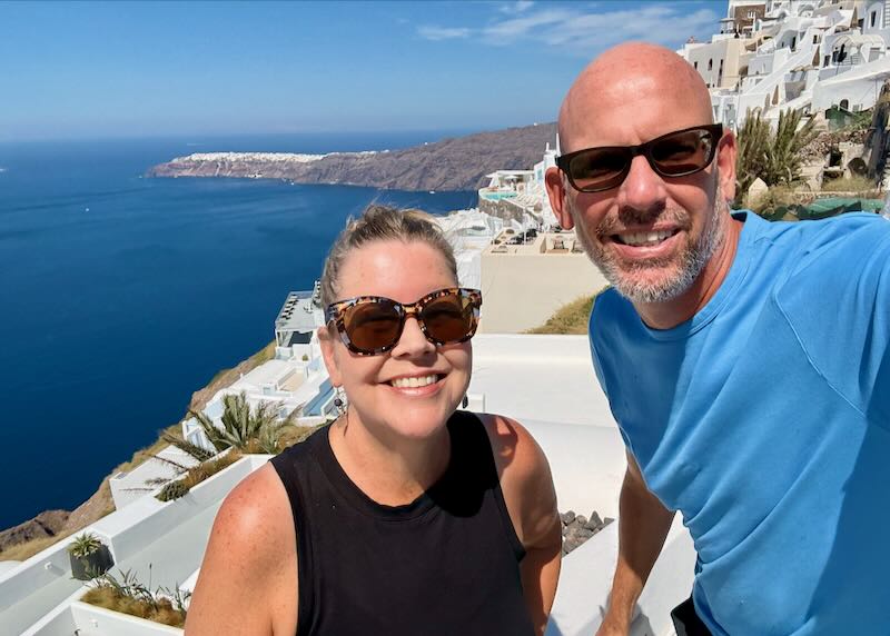 Me and my wife on the Santorini caldera.