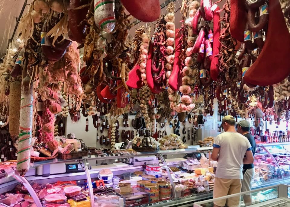 A market visit during a food tour in Athens.