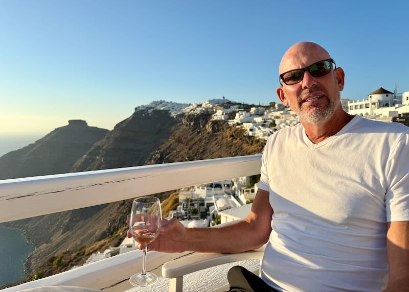 Photo of me touring Santorini caldera.