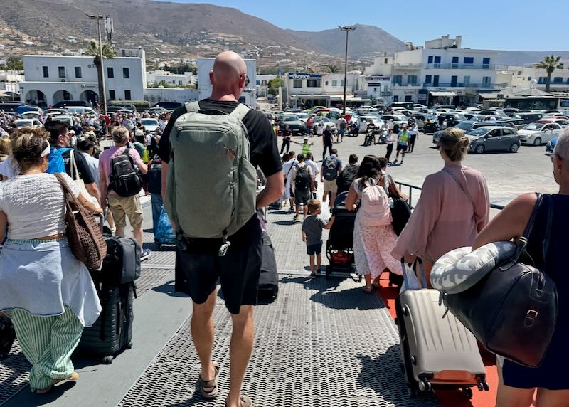 Santorini Dave (me) arriving at the Paros ferry port. 