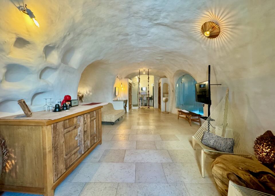 Cave hotel in Santorini.