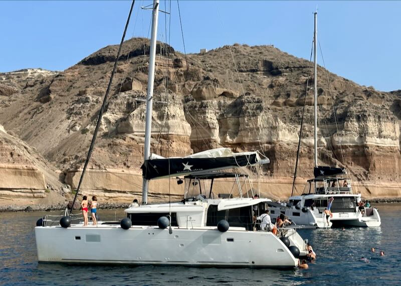 Semi-private and small group boat tours during a swim stop during our charter.