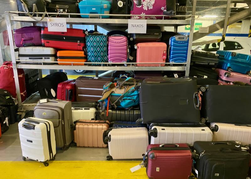 Luggage storage on a Greek ferry.