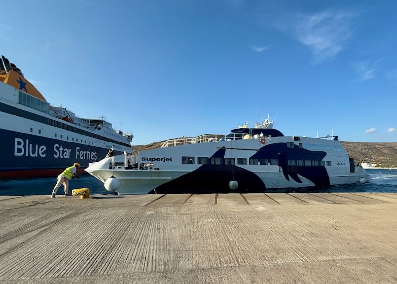 Size of Blue Star vs SeaJet in Greek islands.