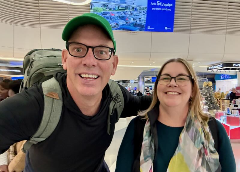 Me and my wife at the Athens Airport.