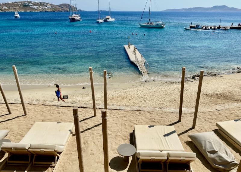 Luxury hotel with private beach and beach club in Agios Ioannis, Mykonos.