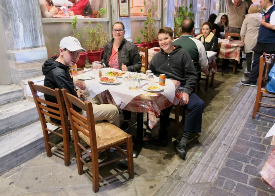 Outdoor dining in April in Athens.