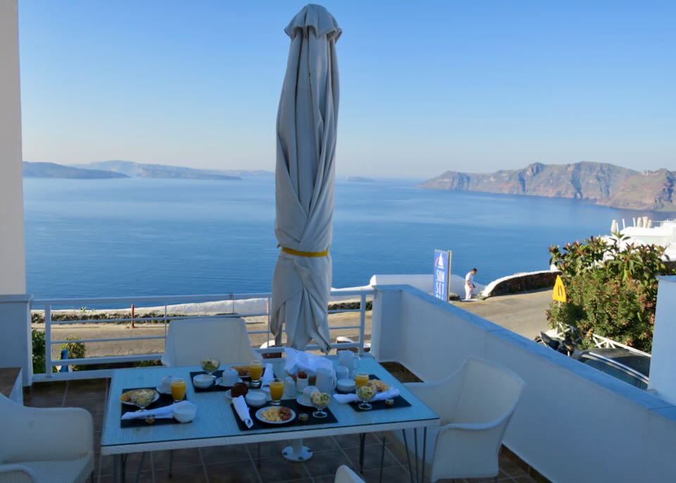Breakfast in Santorini in April.