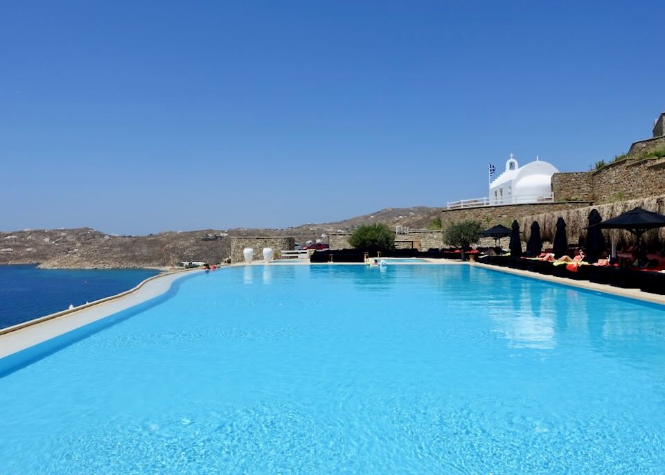 Elia beach hotel with huge infinity pool.