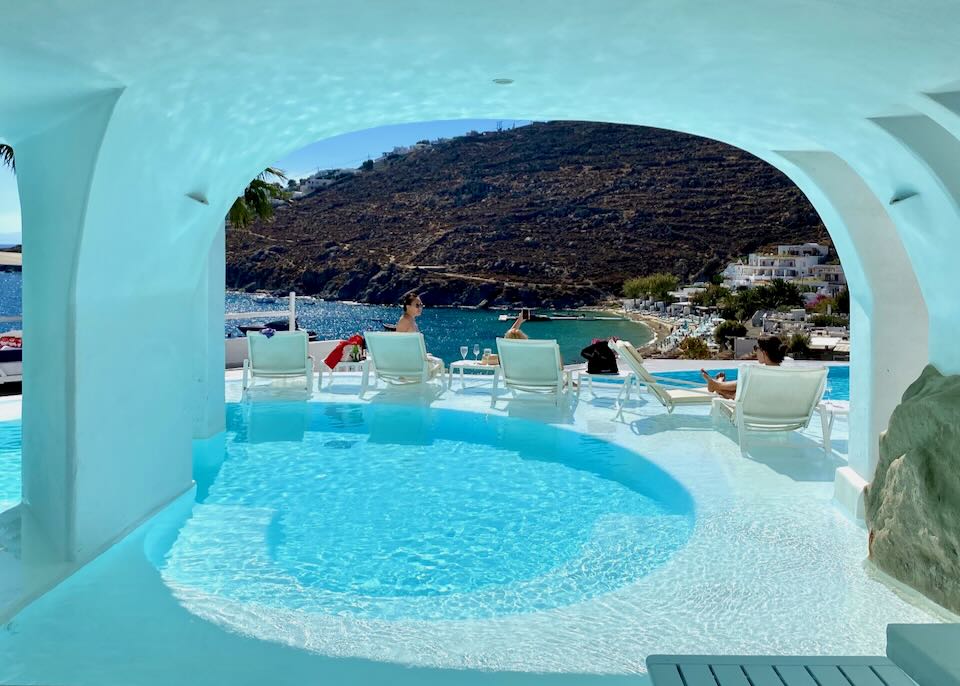 Cave pool at Mykonos Blu Hotel when we stayed there.