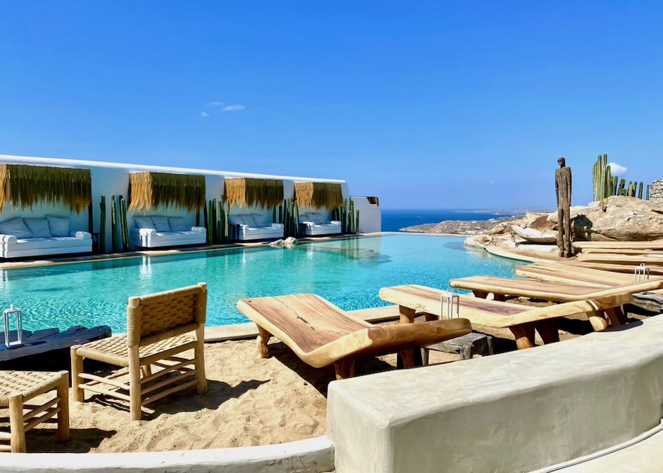 Luxury hotel with view at Elia Beach, Mykonos.