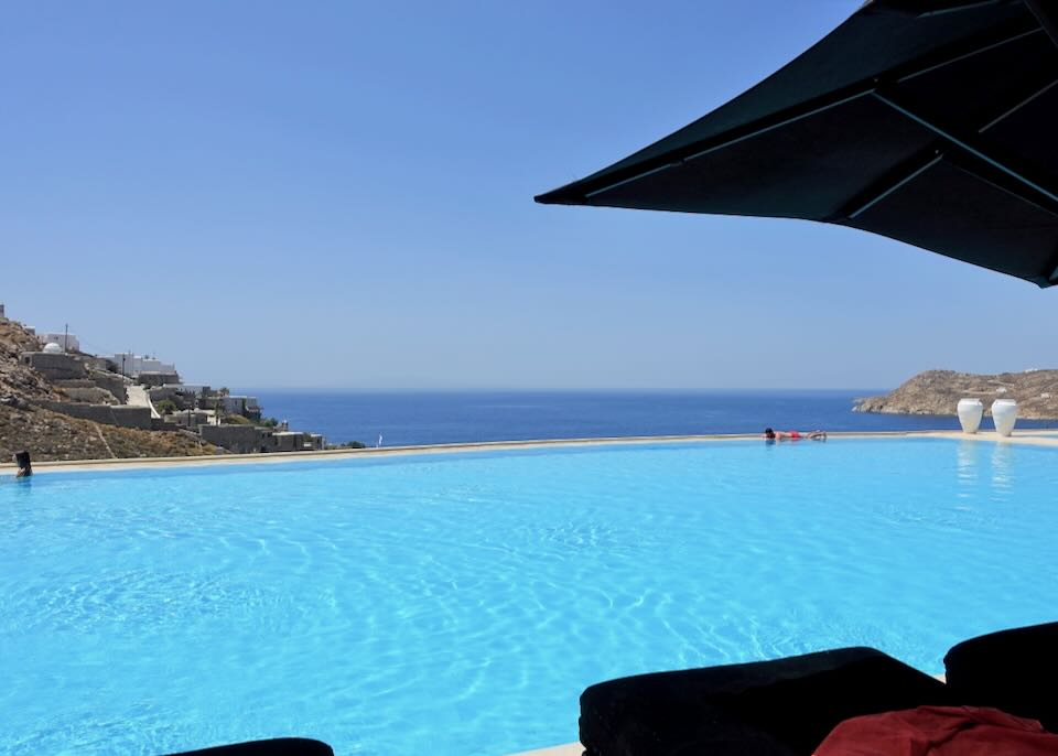 Mykonos hotel with huge infinity pool.