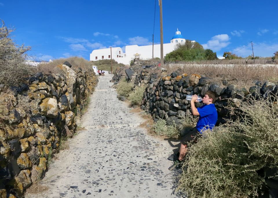 Santorini Dave's son doing the Fira to Oia hike in October.