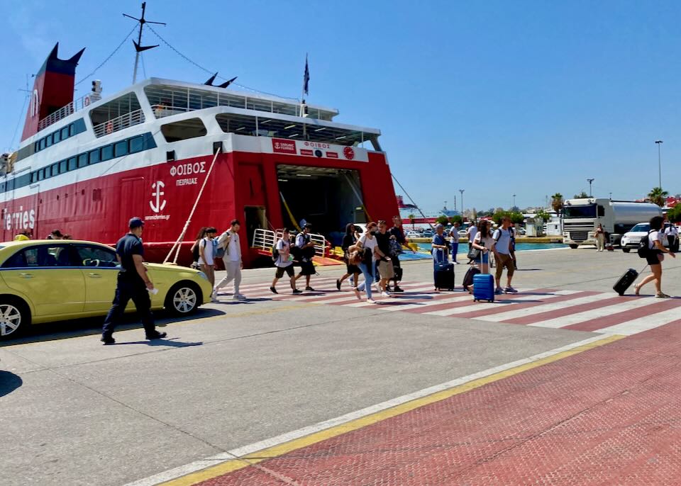 Piraeus ferry port in Athens in September.