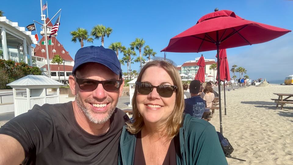 Santorini Dave and his wife in San Diego.