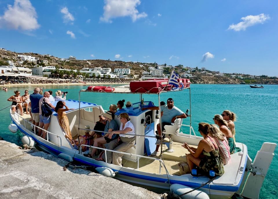 The water taxi in Mykonos that runs between beaches.