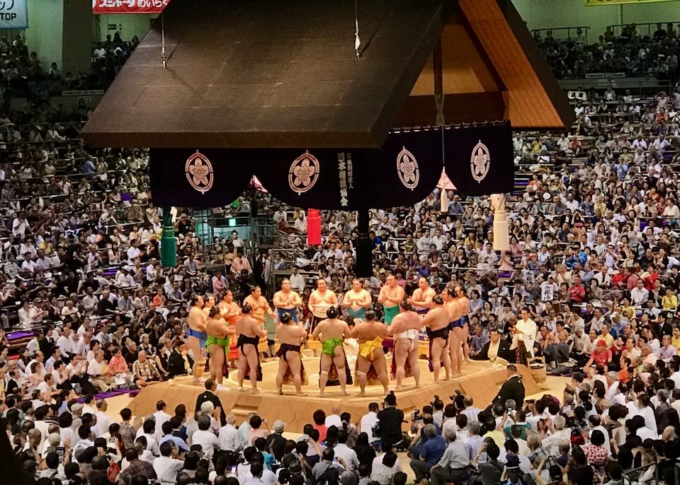 A sumo wrestling match in Nagoya that we attended. 