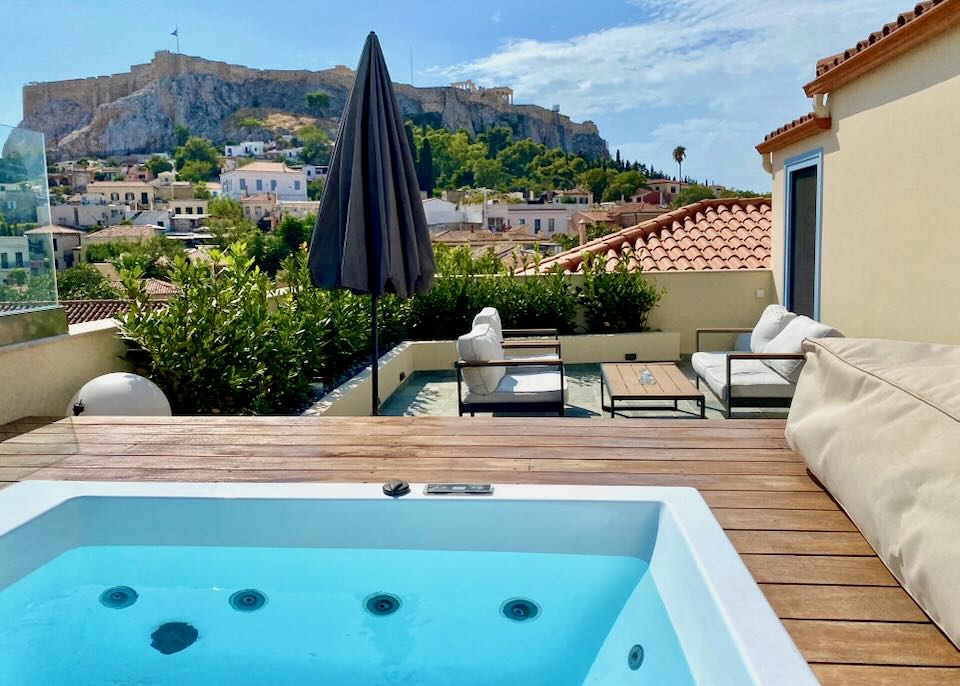 Private plunge pool at A77 hotel in Athens.