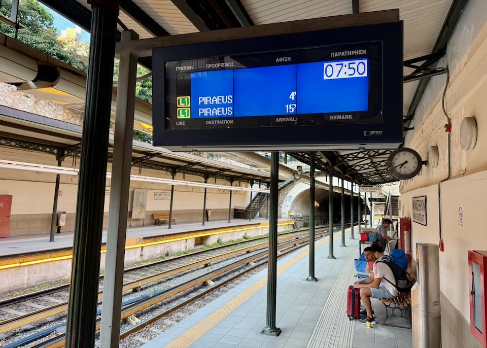 Waiting for the train from Monastiraki to Piraeus. 