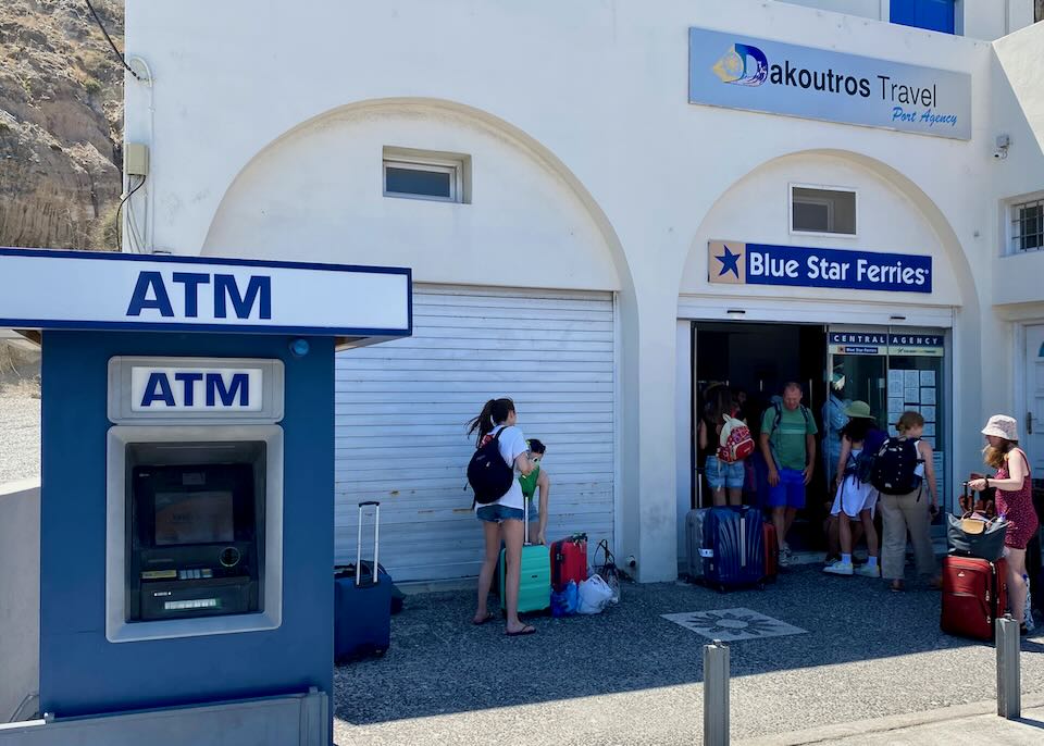 ATM at Santorini ferry port.