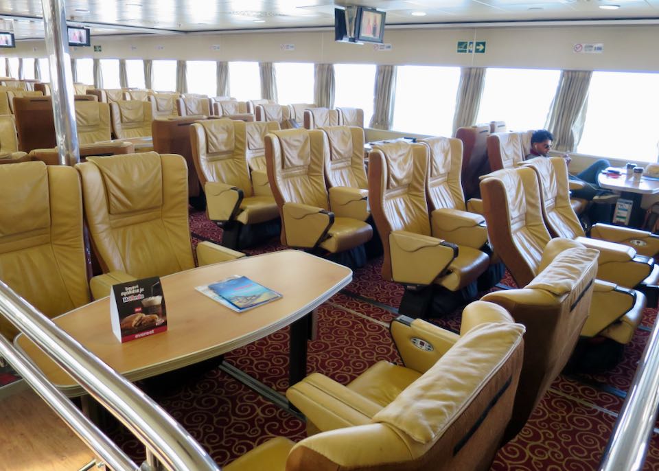 VIP Business Class seating on a Greek ferry.