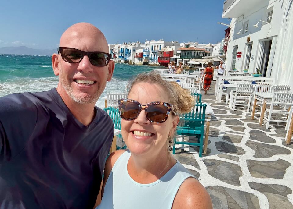 Santorini Dave and his wife in Mykonos.