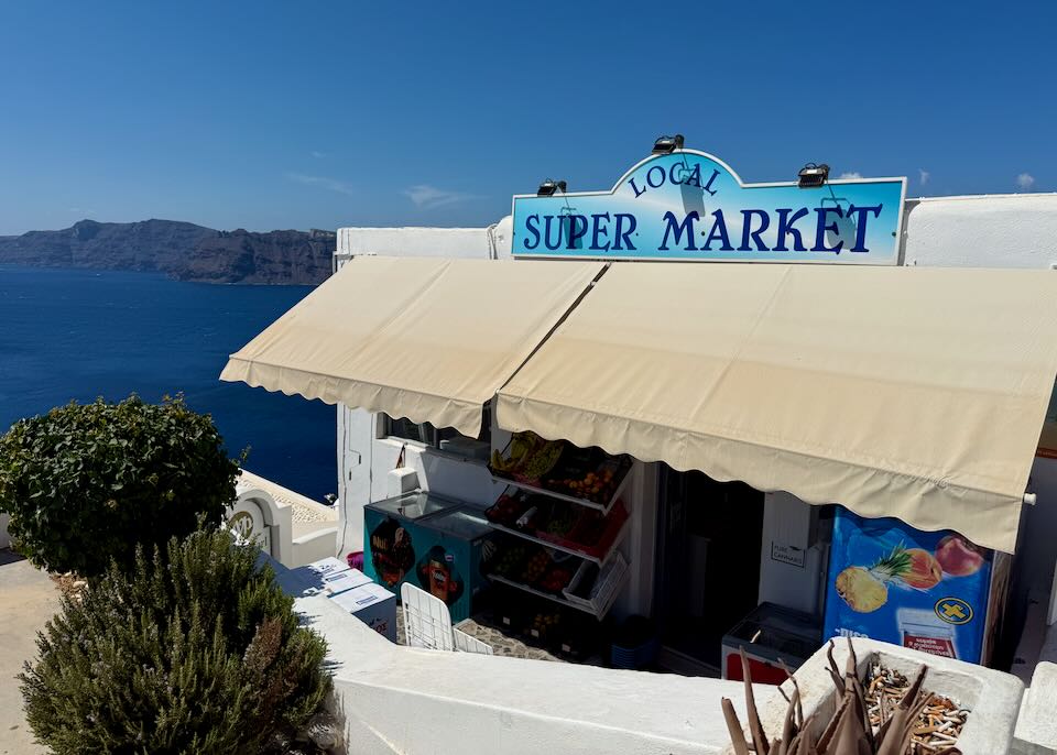 Supermarket in Santorini.