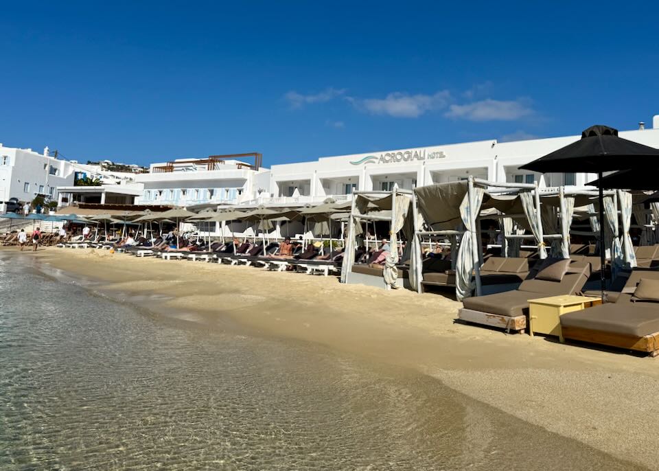 Good value Mykonos hotel on Platis Gialos Beach.