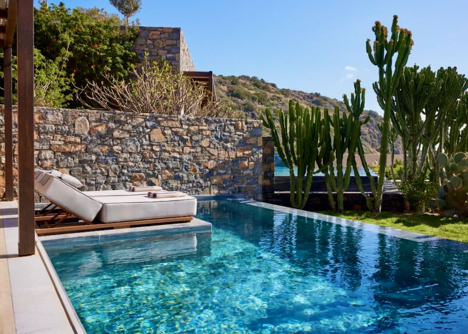 Private pool at Crete luxury resort.
