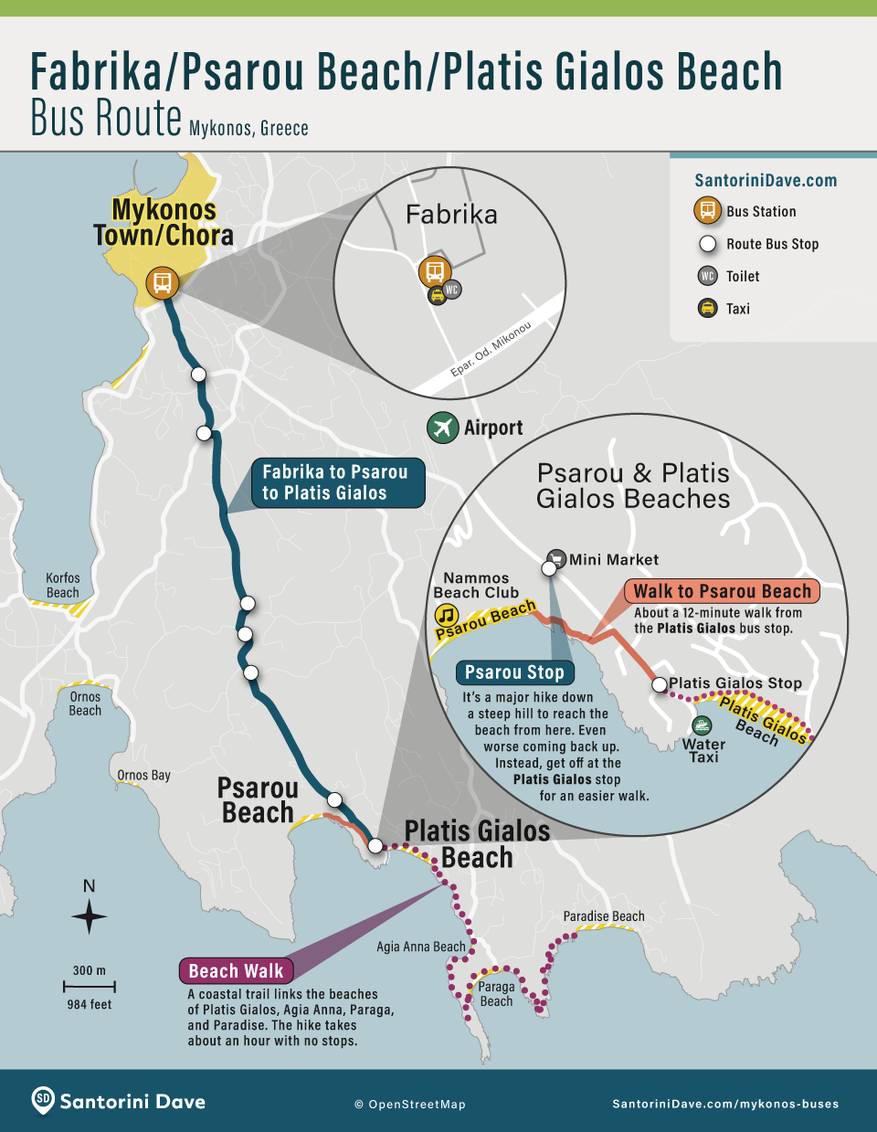 Mykonos Fabrika-Psarrou-Platis-Gialos Bus Route.