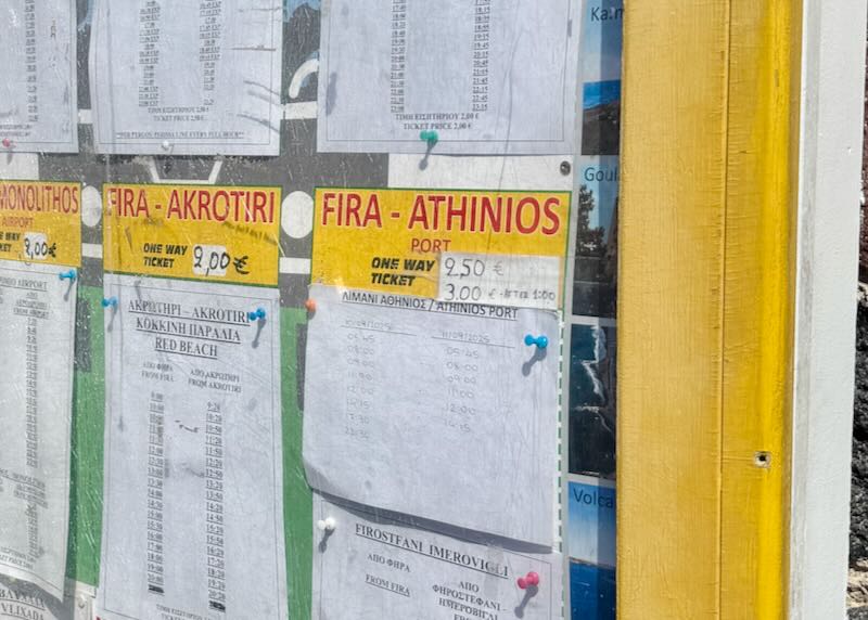 Fira-Athinios bus schedule.